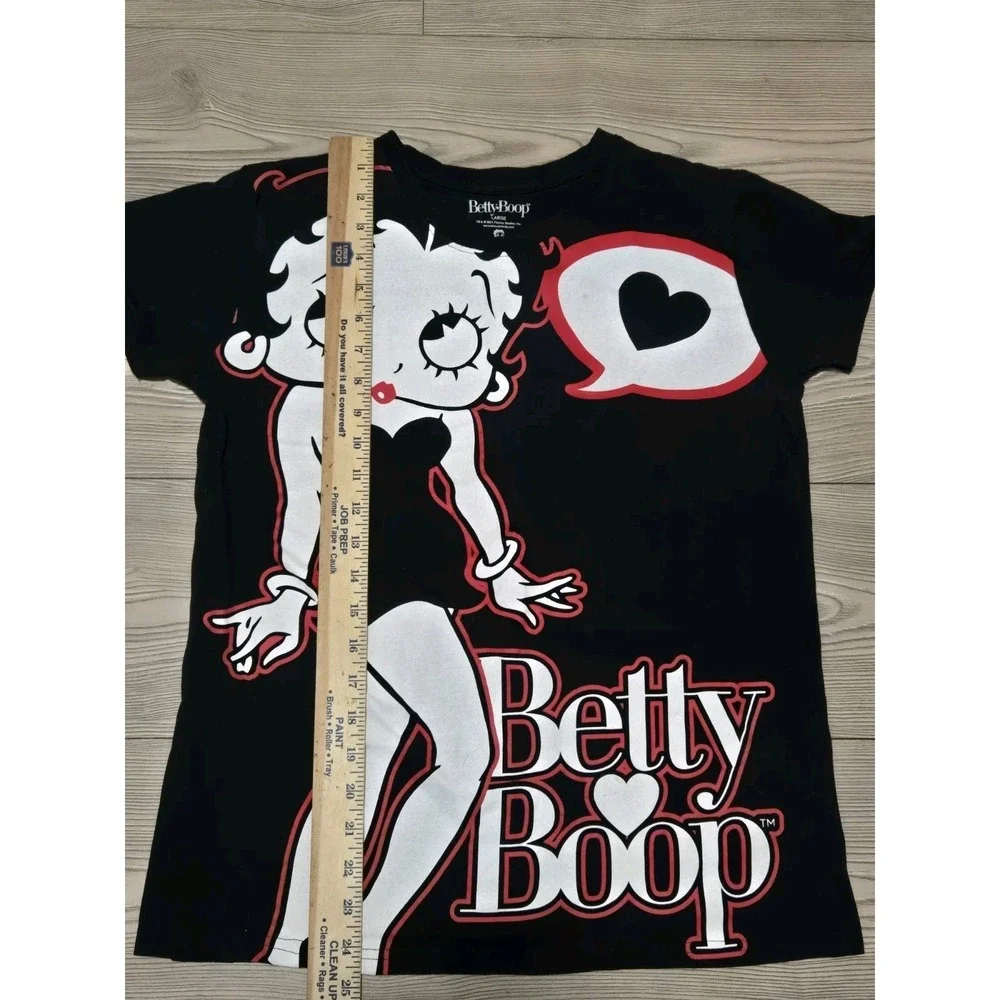 Betty Boop AOP‎ Shirt Size Large Black Cartoon Animation